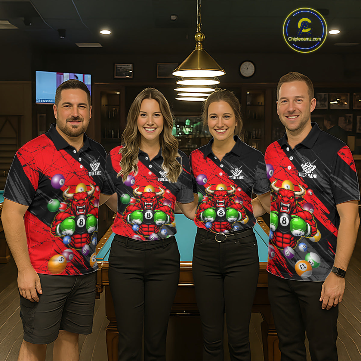 Boxing Bull Hold 8 Ball Pool Funny Billiard Shirt For Men Personalized Pool Balls Billiard Shirts NYN2652