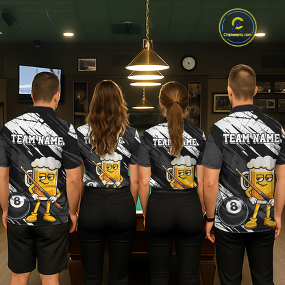 Custom Funny Black Beer 8 Ball Pool Women Billiard Polo & 1/4 Zip, Billiard Shirt, Billiard Team Jerseys NNT146