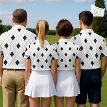 Load image into Gallery viewer, Argyle Women Golf Polo Shirt Custom Name, Personalized Plaid Golf Shirts For Ladies NHN0120