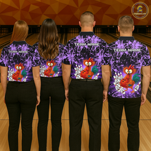 Load image into Gallery viewer, Purple Funny Chicken Bowling Jersey for Women Bowling League Bowling Team Shirts Polo &amp; 1/4 Zip HN232