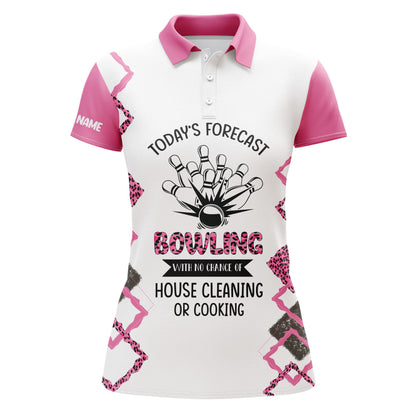 Personalized Women Polo Bowling Shirt Funny Pink Short Sleeve Team Polo Female Bowlers Jersey NBP08