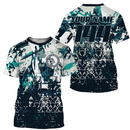 Custom motocross jersey blue camouflage kid men women UPF30+ MX racing dirt bike offroad motorcycle NMS985