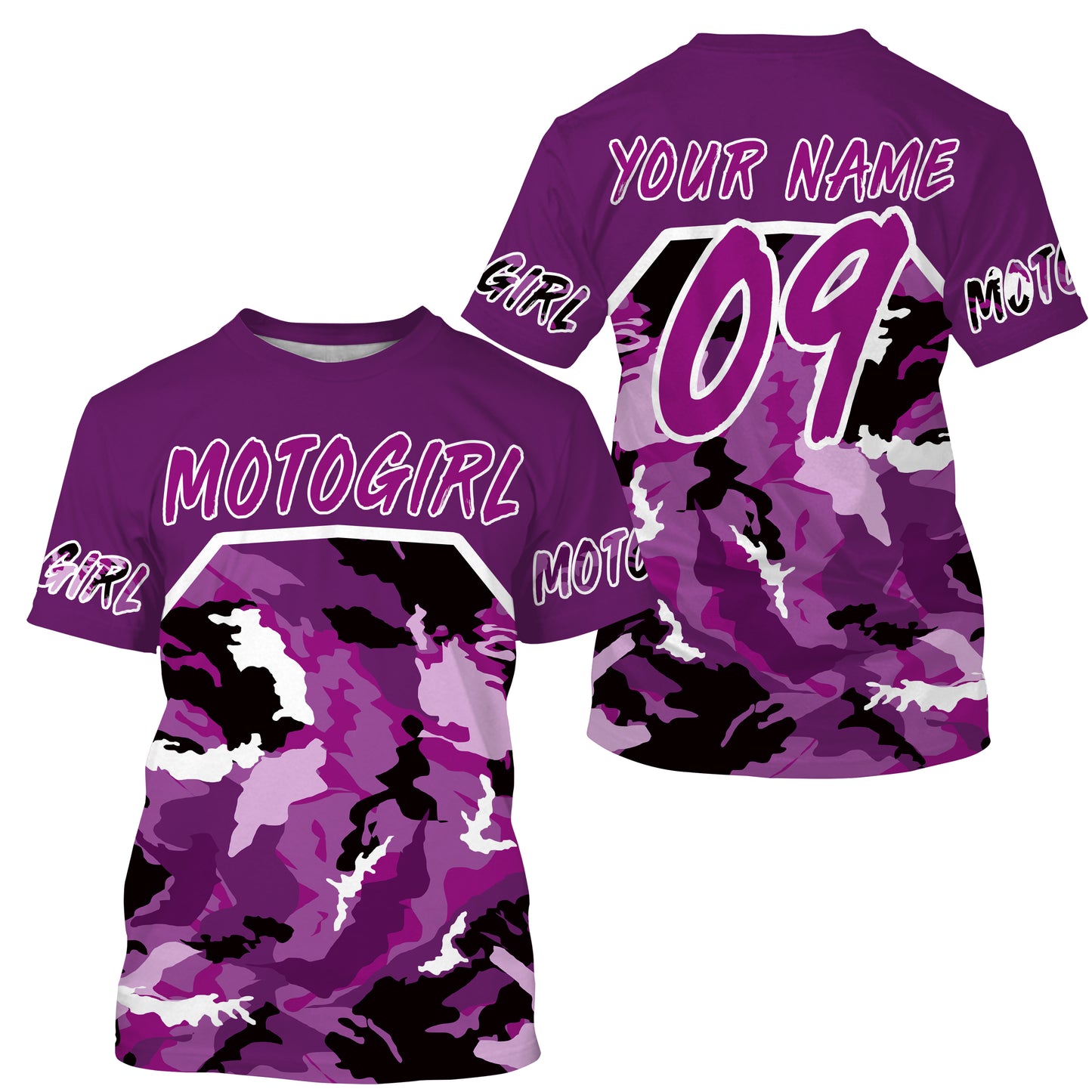 Motogirl purple camo custom motocross jersey UPF30+ girls women dirt bike Powersports long sleeves NMS1038