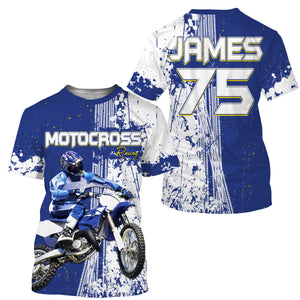 Custom Motocross jersey kid men women UV protective MX blue biker racing shirt extreme motorcycle PDT78