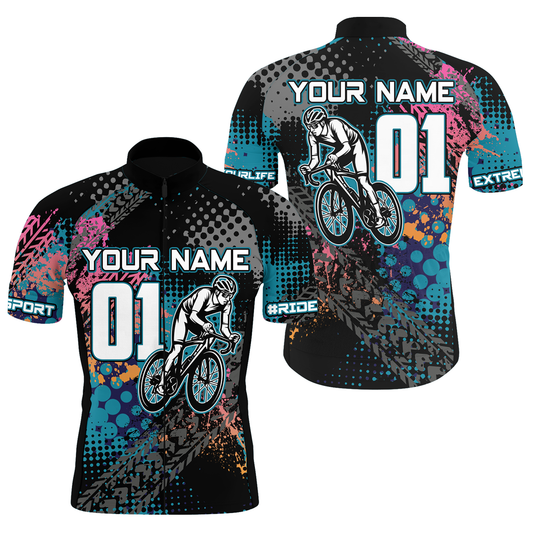Personalized Mens cycling jersey with 3 pockets & full zip Ride life biking gear Road bike shirt| SLC20