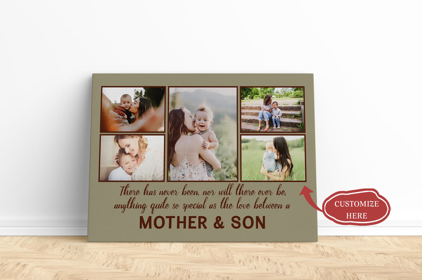 Personalized Canvas| Mother & Son - Custom Image Canvas for Mother| Birthday Gifts for Her, Mother, Mom| T163