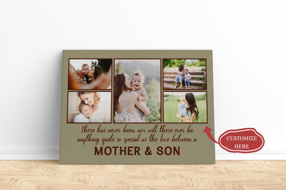 Personalized Canvas| Mother & Son - Custom Image Canvas for Mother| Birthday Gifts for Her, Mother, Mom| T163