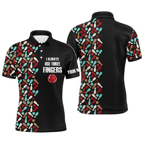 Funny Men Polo Bowling Shirt Personalized Short Sleeve Polo for Men Bowlers Aways Use Three Fingers NBP57