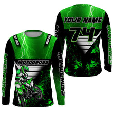 Load image into Gallery viewer, Custom Dirt Bike Jersey Kid Adult UPF30+ Green Motocross Off-Road Shirt MX Racing PDT457