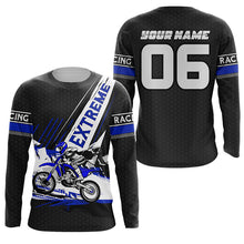 Load image into Gallery viewer, Extreme dirt bike riding jersey custom youth&amp;adult UPF30+ blue Motocross racing motorcycle shirt PDT279