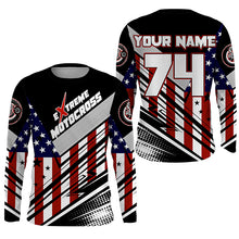 Load image into Gallery viewer, Extreme Motocross kid women men jersey UPF30+ USA flag dirt bike racing Patriotic motorcycle shirt  PDT350