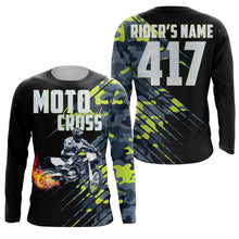 Load image into Gallery viewer, Custom Motocross kid men women UPF30+ jersey for MX camo green dirt bike off-road racing shirt PDT82