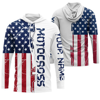 Kid&Adult personalized Motocross jersey American flag Anti UV dirt bike racing motorcycle racewear| NMS917
