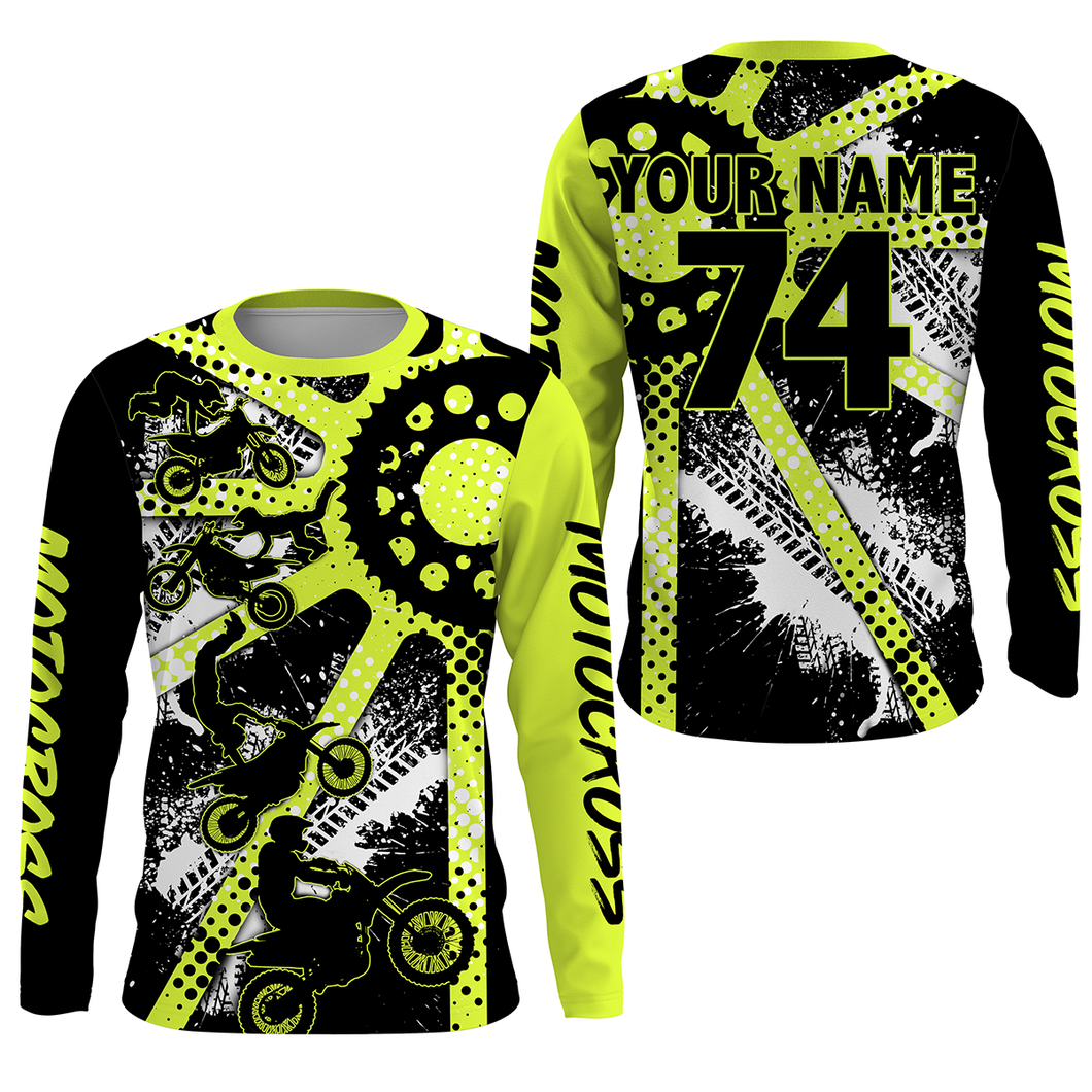 Dirt bike freestyle kid men women custom MX jersey UPF30+ green Motocross off-road racing shirt PDT63