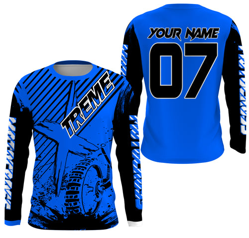 Custom blue MX jersey shirt UV extreme kid&adult Motocross dirt bike racing off-road motorcycle PDT177
