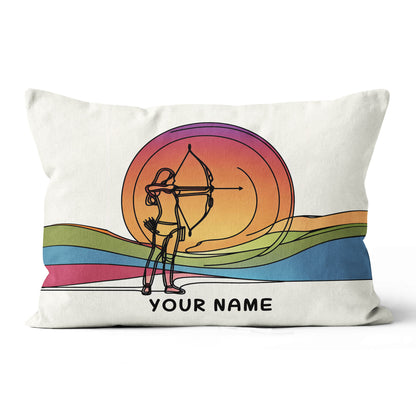 Multicolor Continuous Line Funny Player Archery Custom Name White Pillow TDM0825