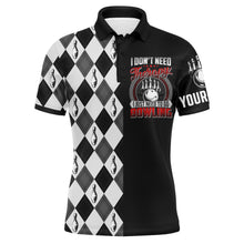 Load image into Gallery viewer, Personalized Men Polo Bowling Shirt Black &amp; White Argyle Bowlers Custom Team Short Sleeves Jersey NBP17