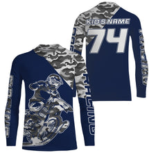 Load image into Gallery viewer, Blue camo custom name&amp;number Motocross racing jersey kids men women UV dirt bike shirt motorcycle PDT133