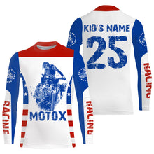 Load image into Gallery viewer, Kid men women USA flag Motocross off-road jersey custom name number dirt bike UV patriotic shirt PDT167