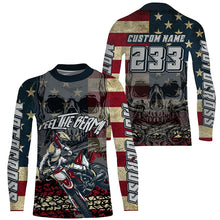 Load image into Gallery viewer, American Flag Custom Skull Motocross Jersey UPF30+ Patriotic Dirt Bike Racing Motorcycle Shirt NMS1237