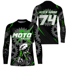 Load image into Gallery viewer, Custom green dirt bike jersey kid&amp;adult UPF30+ Motocross racing MotoX off-road motorcycle shirt PDT363