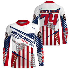 Load image into Gallery viewer, Custom American flag dirt bike jersey youth men women UPF30+ Patriotic Motocross shirt motorcycle PDT351