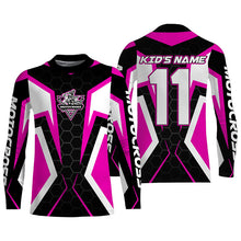 Load image into Gallery viewer, Adult&amp;kid custom Motocross jersey MX off-road UPF30+ racing pink dirt bike shirt motorcycle PDT328