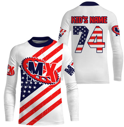 American flag custom number&name MX jersey Motocross youth men UPF30+ offroad Patriotic biker shirt PDT169