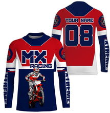Load image into Gallery viewer, Men women youth dirt bike racing jersey UPF30+ blue red Motocross custom off-road extreme shirt  PDT208