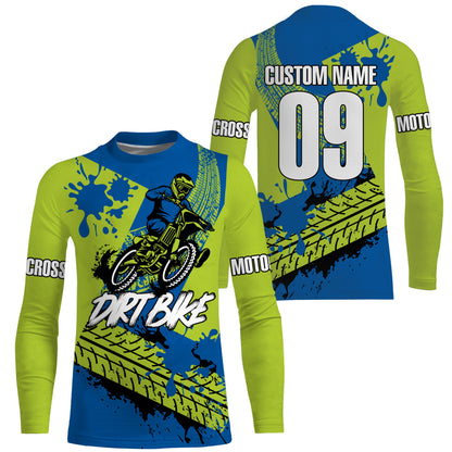 Motocross jersey personalized kid men women UV dirt bike youth green MX racing shirt motorcycle PDT110