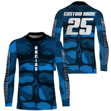 Load image into Gallery viewer, Custom motocross jersey blue muscle UPF30+ kid men women MX racing dirt bike off-road motorcycle NMS991