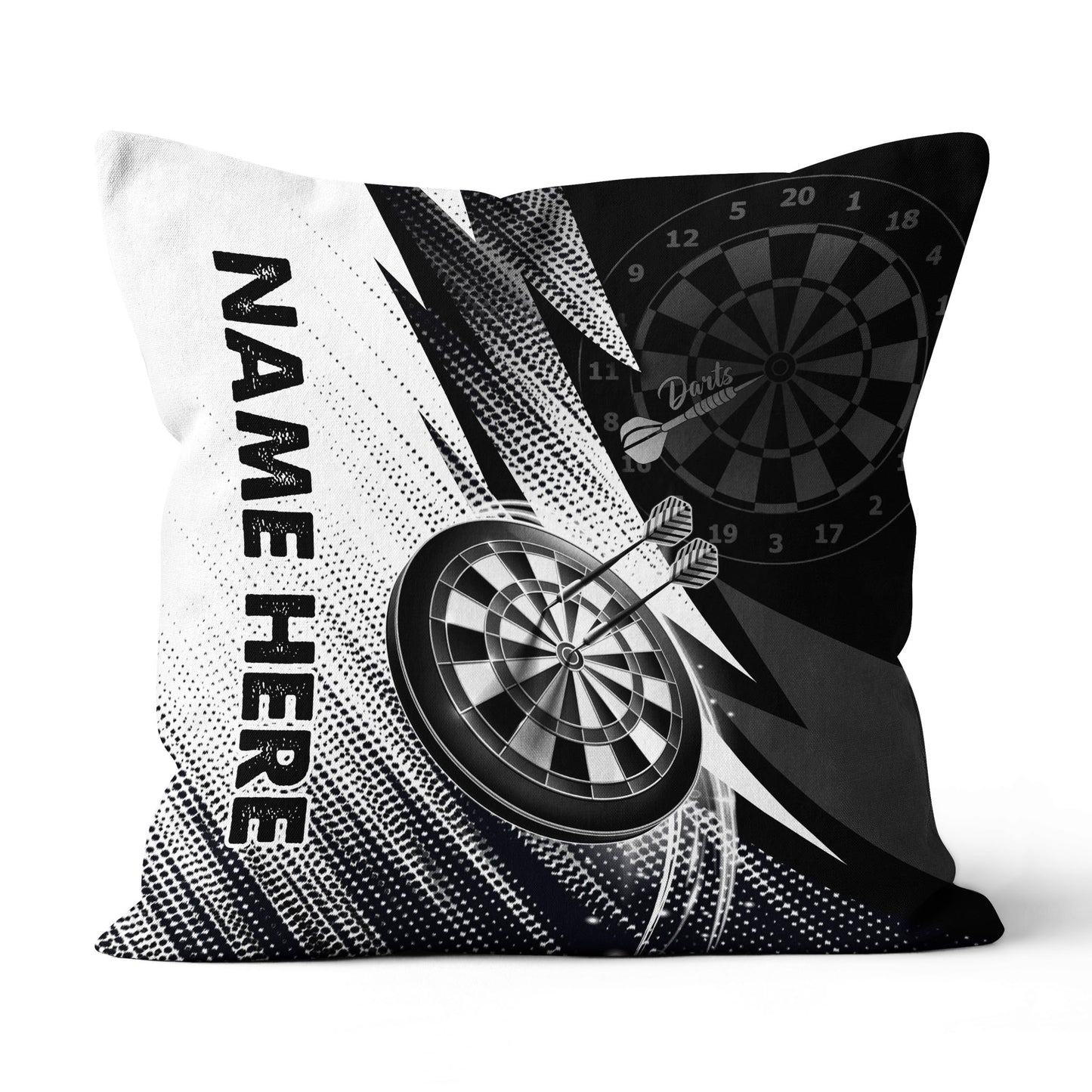 Black White Dartboard Custom Darts Throw Pillow Personalized Darts Gifts LDT1185