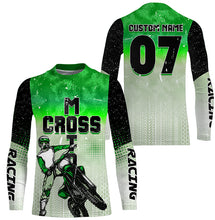 Load image into Gallery viewer, Kid men women custom name&amp;number dirt bike jersey green Motocross racing UPF30+ motorcycle shirt PDT382