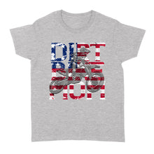 Load image into Gallery viewer, Dirt Bike Mom American Flag T-shirt - Mother&#39;s Day Shirt for Mom of a Rider, Patriotic Motorcycle Shirt| NMS342 A01