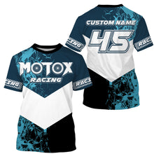 Load image into Gallery viewer, Kids men women custom motocross jersey UPF30+ blue MotoX racing off-road dirt bike riding shirt PDT114