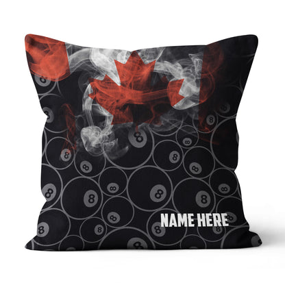 Personalized Vintage Smoke Canadian Flag 8 Ball Billiard Throw Pillow VHM0909