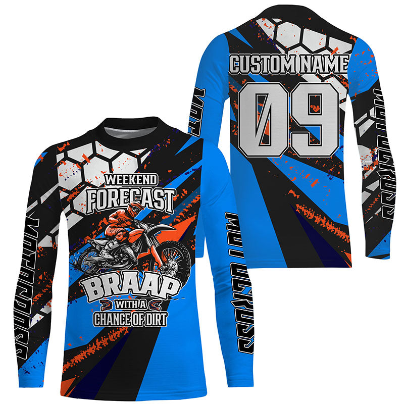 Weekend Forecast Brap Personalized Motocross Jersey UPF30+ Kid Adult Dirt Bike MX Racing Shirt NMS1138