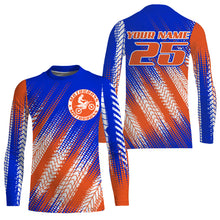 Load image into Gallery viewer, Blue and orange MX racing jersey custom youth men women biker UPF30+ off-road extreme motorcycle PDT119