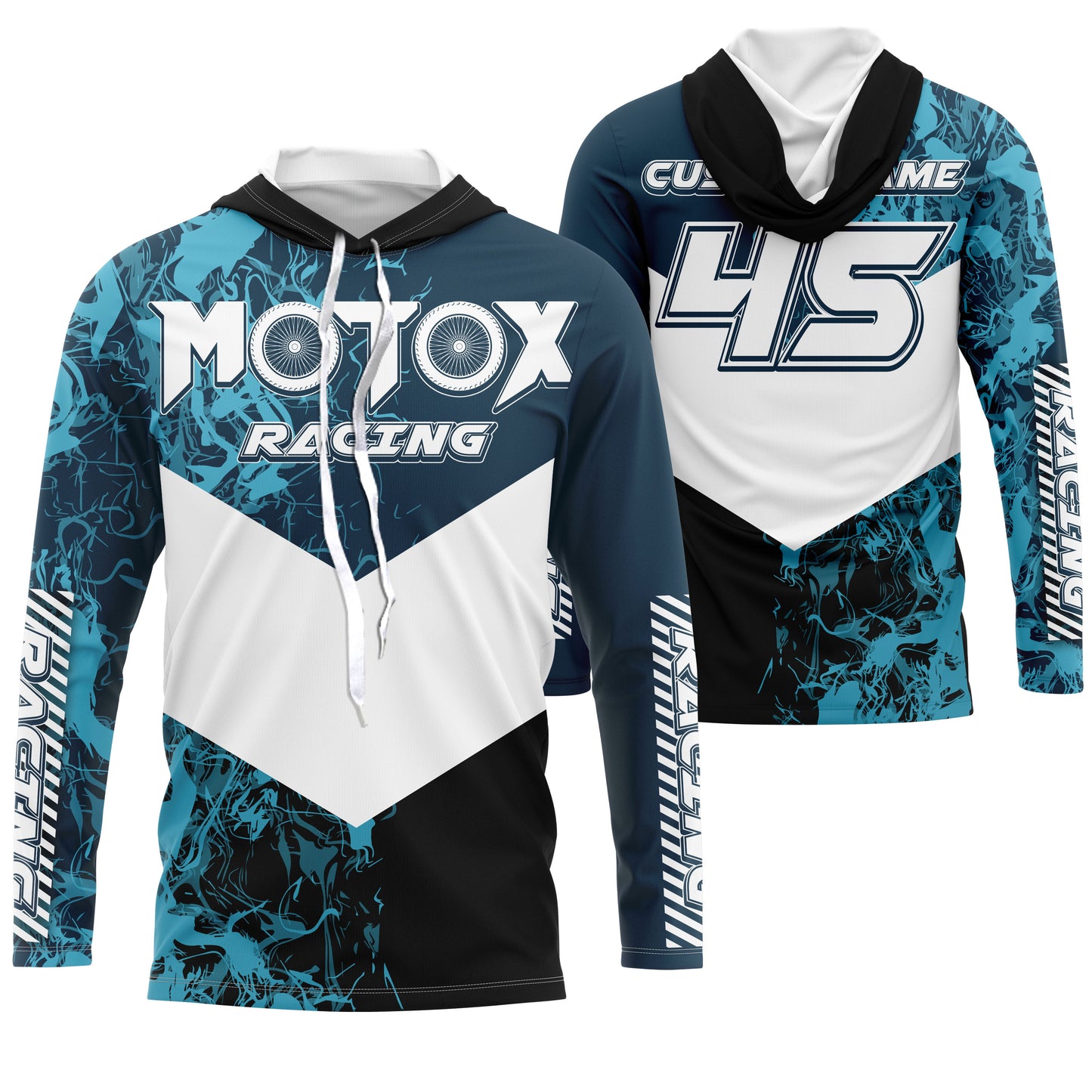 Kids men women custom motocross jersey UPF30+ blue MotoX racing off-road dirt bike riding shirt PDT114