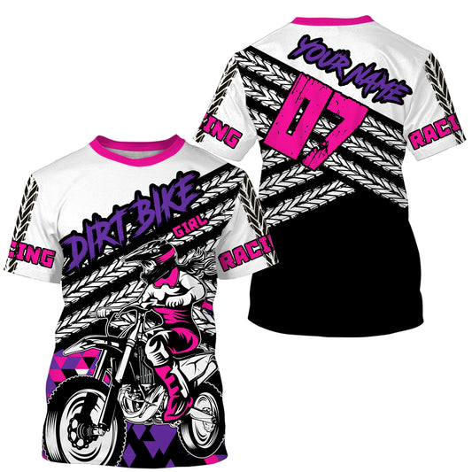 Biker girl pink custom MX jersey UPF30+ dirt bike kid adult Motocross racing shirt motorcycle PDT60