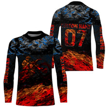 Load image into Gallery viewer, Kid men women orange Motocross jersey UPF30+ personalized MX shirt off-road racing motorcycle PDT07