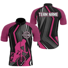 Load image into Gallery viewer, Custom Mens cycling jersey Pink bike shirts UPF50+ Biking tops Breathable bicycle gear with pockets| SLC64