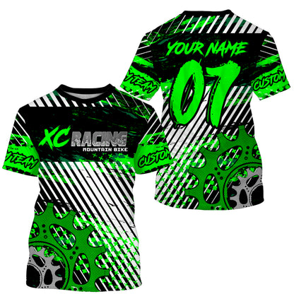 Cross-country XC mountain bike jersey UPF30+ Green kid adult MTB shirt youth boys cycling gear| SLC106