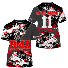 Load image into Gallery viewer, Personalized Red BMX jersey for adult kid UPF30+ riding shirt Off-road cycling gear bicycle clothes| SLC82