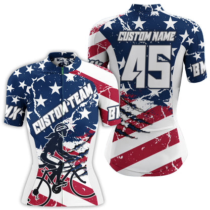 American Women BMX cycling jersey with pockets UPF50+ Custom USA cycle gear Breathable biking tops| SLC67