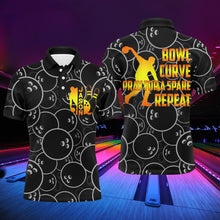 Load image into Gallery viewer, Funny Men Polo Bowling Shirt, Bowl Curve Pray Repeat, Personalized Name Short Sleeves Bowlers Jersey NBP41