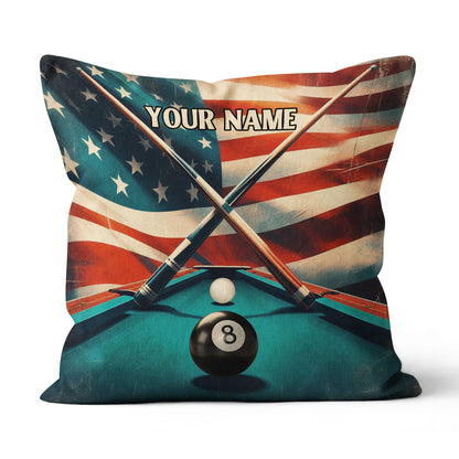 Personalized US Flag 8 Ball Billiard Pillow, Throw Pillow Billiard Gifts VHM0902