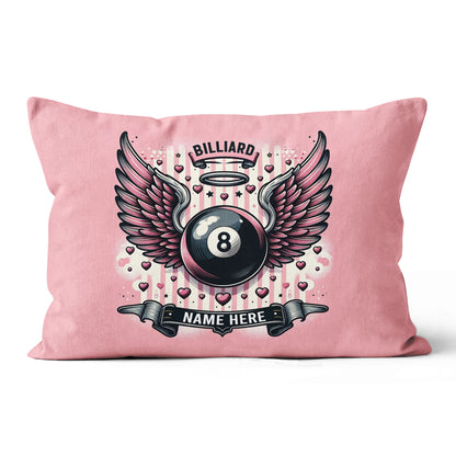 Personalized Pink Billiard With Wings Pillow, Best Valentine Gifts For Billiard Lover TDM0884