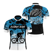 Load image into Gallery viewer, Camo blue mens cycling jersey UPF50+ Breathable biking shirt with full zip &amp; pockets| SLC87