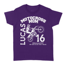 Load image into Gallery viewer, Motocross Mom Shirt Custom Rider's Name &amp; Number, Mother's Day Gift for Mom of A Rider Motorcycle Shirt| NMS356 A01